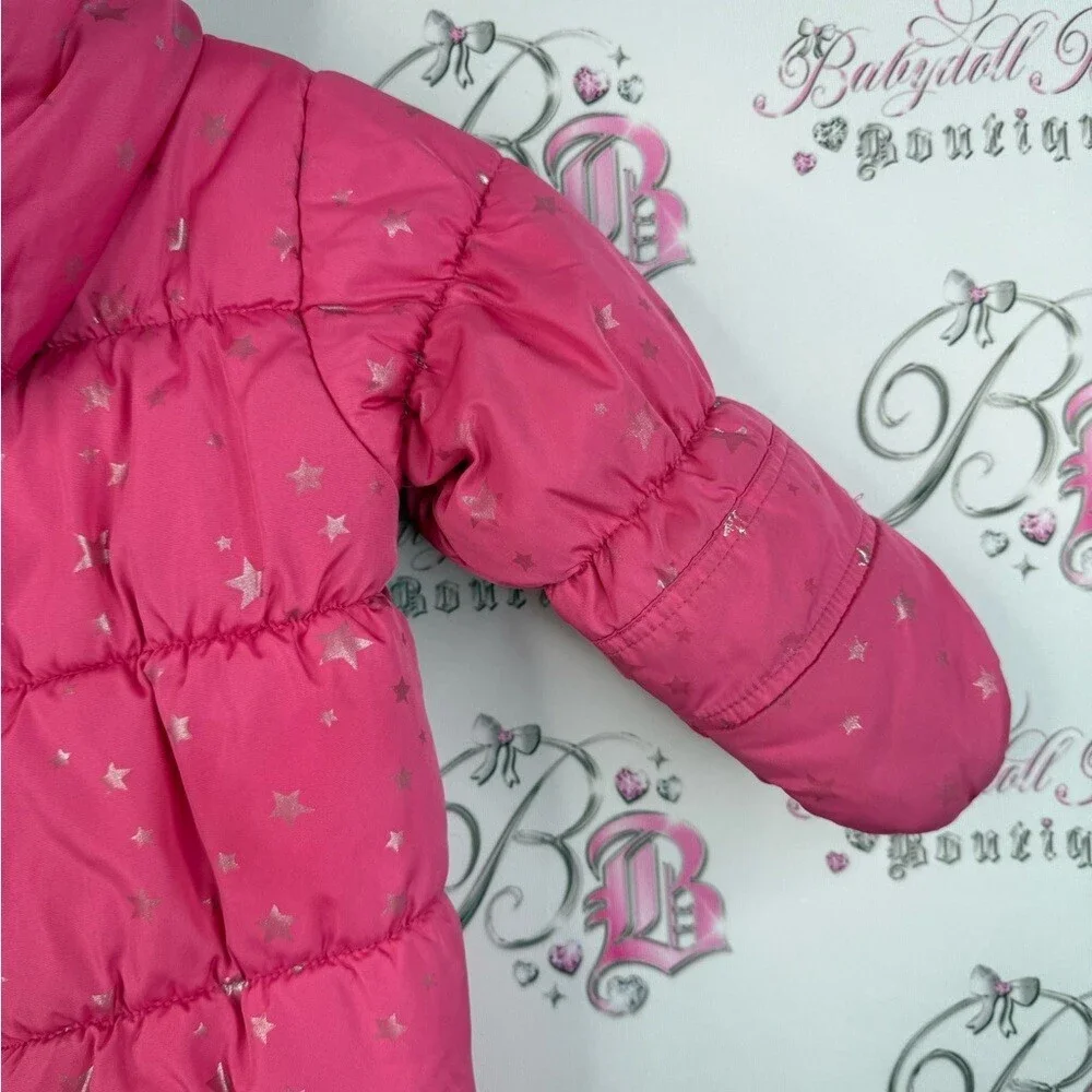 Carter's snowsuit one piece shiny stars silver Pink and Gray Snowsuit